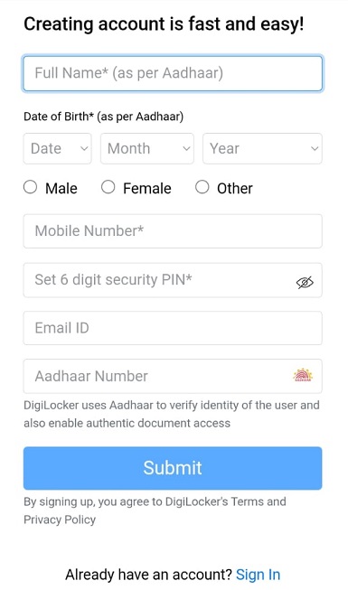 digilocker how to use and create account